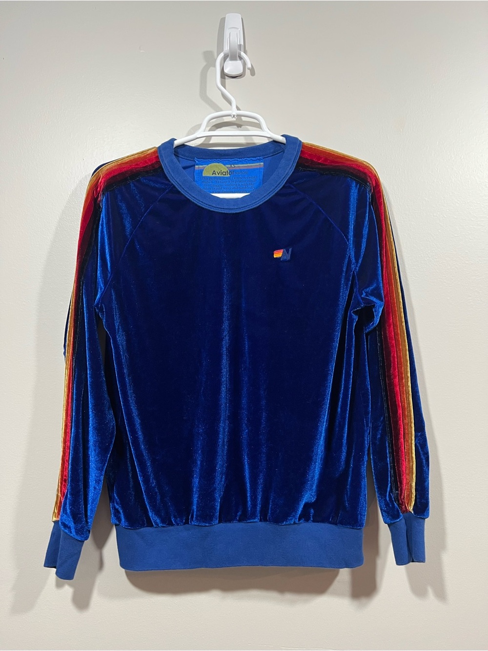 Aviator Nation Blue Velvet Pullover Sweatshirt XS